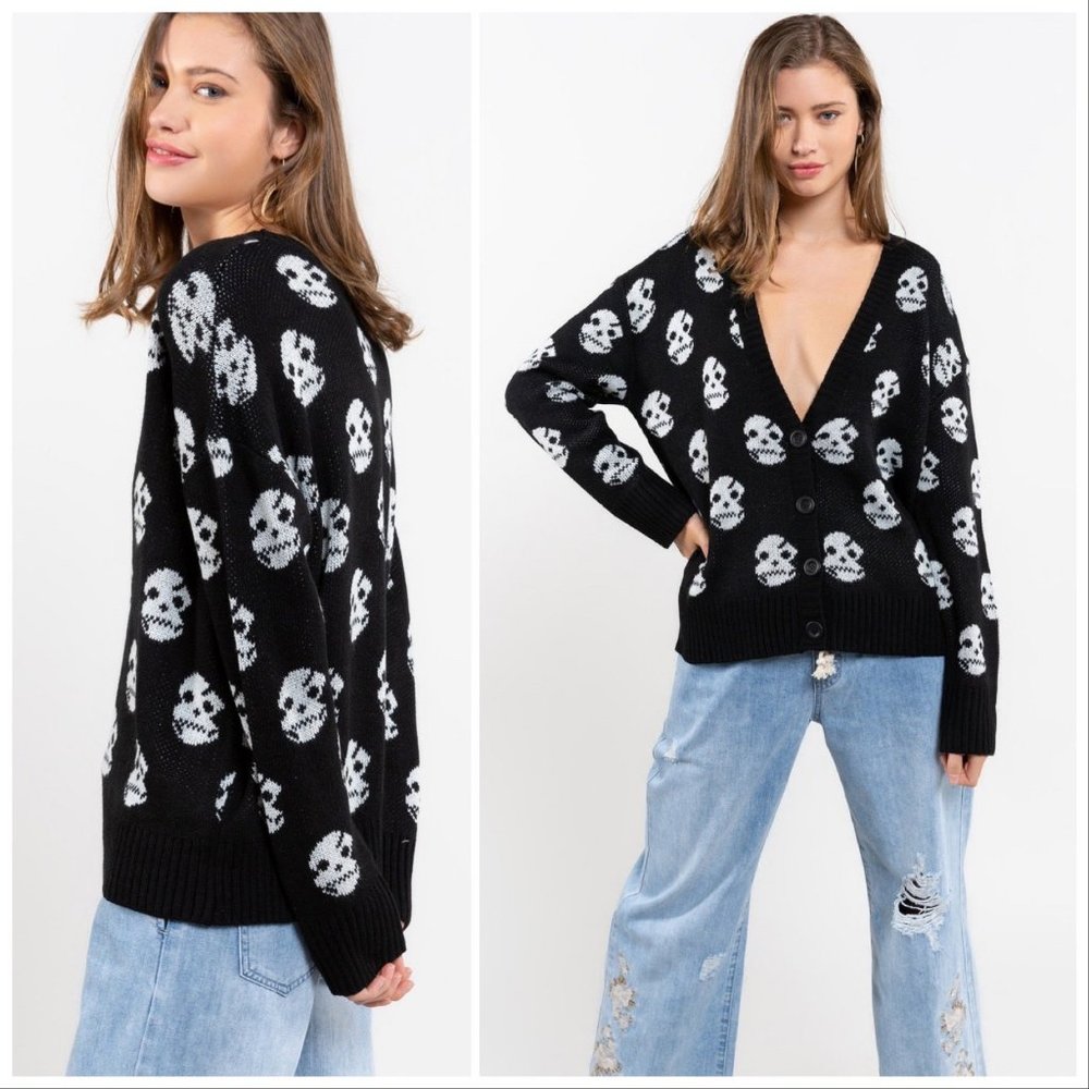 POL Pfeiffer White Skulls Cardigan - Picture 6 of 11